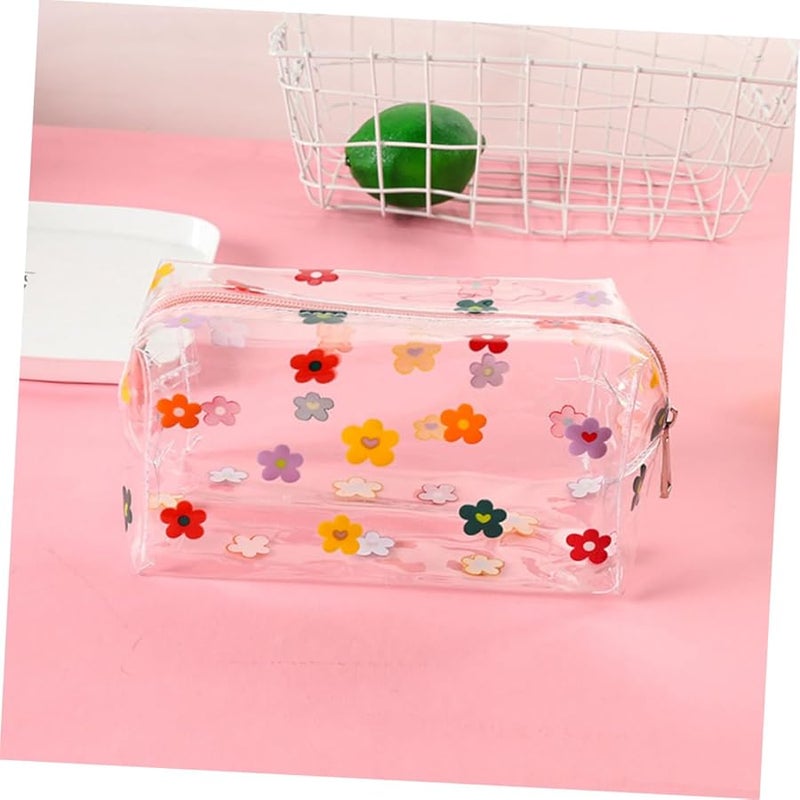 2Pcs Large Capacity Transparent Toiletry Bag With Flower Print For Travel Fitness Home - Image 4